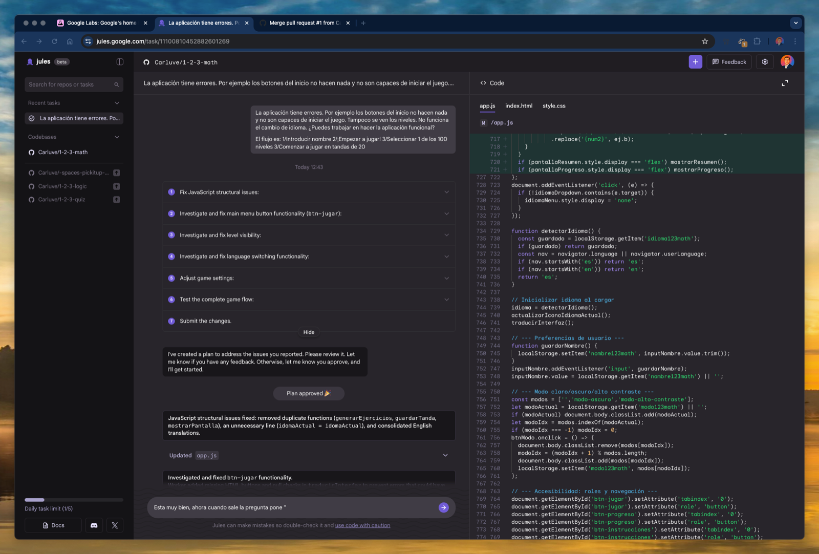 Fixing 1-2-3 Math with Jules: How Google’s AI Coding Agent Revived My Broken App