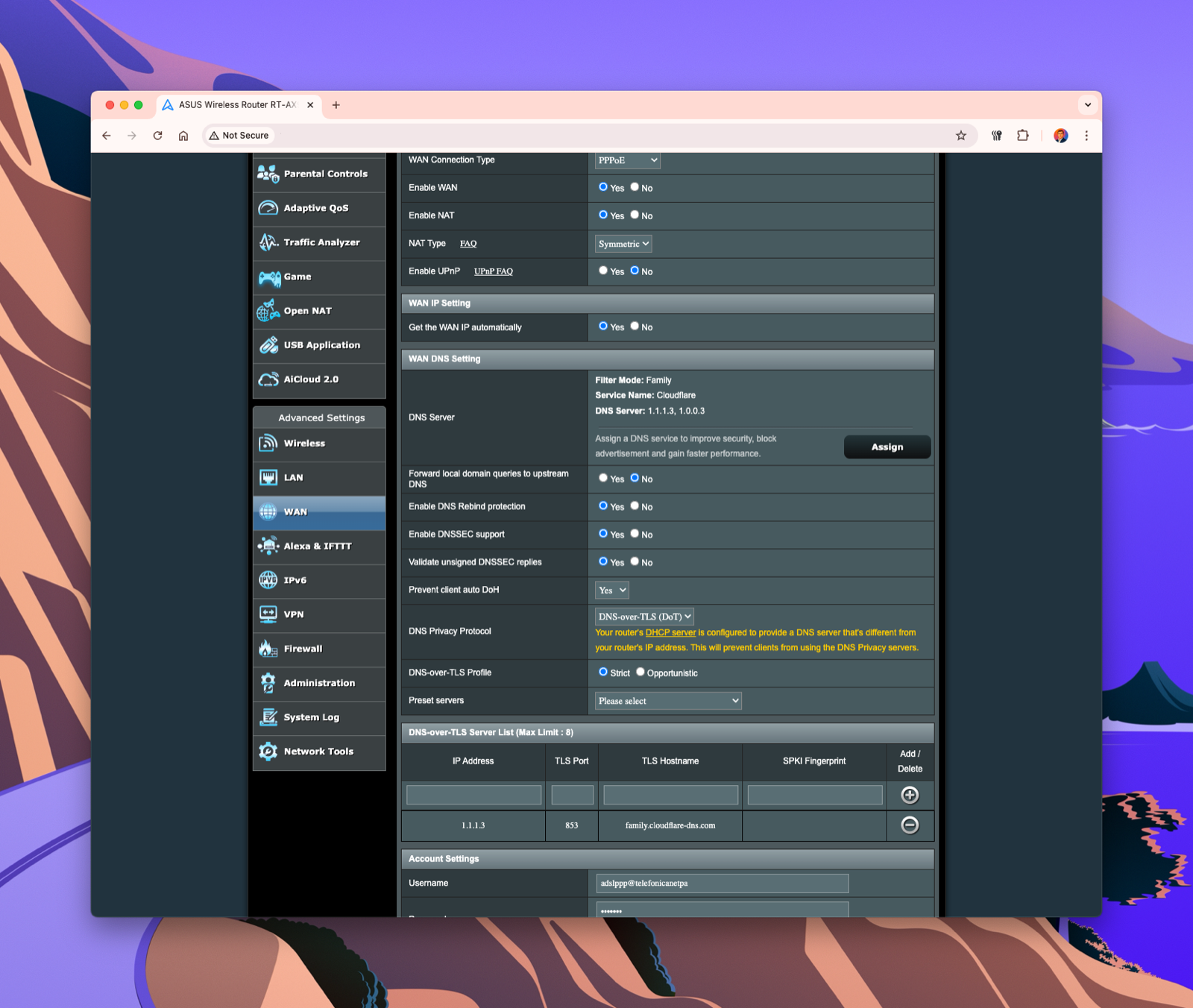 Configuring Cloudflare for Families on an ASUS Router
